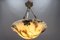 French Art Deco White and Black Veined Alabaster Pendant Light, 1920s, Image 8