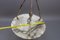 French Art Deco White and Black Veined Alabaster Pendant Light, 1920s, Image 19