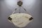 French Art Deco White and Black Veined Alabaster Pendant Light, 1920s, Image 13