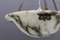 French Art Deco White and Black Veined Alabaster Pendant Light, 1920s 11
