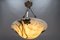 French Art Deco White and Black Veined Alabaster Pendant Light, 1920s 9