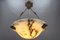French Art Deco White and Black Veined Alabaster Pendant Light, 1920s 4
