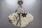 French Art Deco White and Black Veined Alabaster Pendant Light, 1920s 12