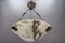 French Art Deco White and Black Veined Alabaster Pendant Light, 1920s 3