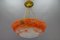 French Art Nouveau Orange and White Glass Pendant Light by Noverdy, 1920s, Image 5