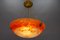 French Art Nouveau Orange and White Glass Pendant Light by Noverdy, 1920s, Image 7