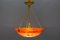 Lampe à Suspension Art Nouveau en Verre Orange et Blanc par Noverdy, France, 1920s 17