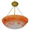 French Art Nouveau Orange and White Glass Pendant Light by Noverdy, 1920s 1