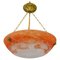 French Art Nouveau Orange and White Glass Pendant Light by Noverdy, 1920s, Image 1