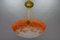 French Art Nouveau Orange and White Glass Pendant Light by Noverdy, 1920s 12