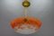 French Art Nouveau Orange and White Glass Pendant Light by Noverdy, 1920s, Image 12