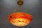 French Art Nouveau Orange and White Glass Pendant Light by Noverdy, 1920s, Image 13