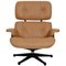 Fauteuil avec Ottomane en Cuir Couleur Caramel par Charles Eames pour Vitra 3