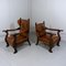 Antique Leather Armchairs with Carps Print, 1890s, Set of 2 23