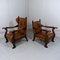Set of Antique Leather Armchairs with Carps Print, 1890s 23