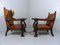 Antique Leather Armchairs with Carps Print, 1890s, Set of 2, Image 2