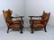 Antique Leather Armchairs with Carps Print, 1890s, Set of 2, Image 4