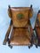 Set of Antique Leather Armchairs with Carps Print, 1890s 15