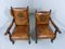 Antique Leather Armchairs with Carps Print, 1890s, Set of 2 14