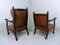Antique Leather Armchairs with Carps Print, 1890s, Set of 2 8