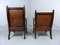 Antique Leather Armchairs with Carps Print, 1890s, Set of 2 6