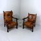 Set of Antique Leather Armchairs with Carps Print, 1890s 22