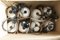 Opaline Glass Ceiling Lamps with Black Tulip Cone Cords, 1960s, Set of 6 2