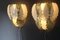 Apliques de cristal de Murano blanco y dorado con forma de hoja, década de 2000. Juego de 2, Imagen 10