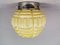 Small Art Deco Style Custard Opaline Ribbed Glass Flush Mount or Wall Lamp, 1940s 1