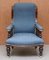 Victorian Hardwood Blue Armchair, Image 2