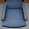 Blauer viktorianischer Sessel aus Hartholz 4