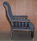 Blauer viktorianischer Sessel aus Hartholz 6