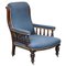 Victorian Hardwood Blue Armchair 1