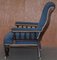 Victorian Hardwood Blue Armchair, Image 10