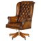 Handmade Chesterfield Wingback Swivel Office Chair from Harrods London, England 1