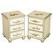 Vintage Chinese Cream & Gold Leaf Painted Bedside Table, Set of 2 1