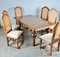 Walnut Parquetry Inlaid Dining Table and Chairs, Set of 7 7