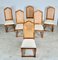 Walnut Parquetry Inlaid Dining Table and Chairs, Set of 7, Image 3