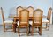 Walnut Parquetry Inlaid Dining Table and Chairs, Set of 7, Image 8