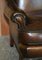 Antique Claw & Ball Hand Dyed Brown Leather Wingback Armchairs, 1880, Set of 2 3
