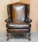 Antique Claw & Ball Hand Dyed Brown Leather Wingback Armchairs, 1880, Set of 2 2