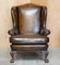 Antique Claw & Ball Hand Dyed Brown Leather Wingback Armchairs, 1880, Set of 2, Image 2