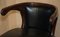 Antique Regency Black Leather Hardwood Horseshoe Office Desk Chair, 1815, Image 4