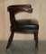 Antique Regency Black Leather Hardwood Horseshoe Office Desk Chair, 1815 15