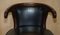 Antique Regency Black Leather Hardwood Horseshoe Office Desk Chair, 1815 3