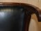 Antique Regency Black Leather Hardwood Horseshoe Office Desk Chair, 1815 7