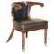 Antique Regency Black Leather Hardwood Horseshoe Office Desk Chair, 1815 1