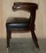 Antique Regency Black Leather Hardwood Horseshoe Office Desk Chair, 1815 17