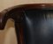 Antique Regency Black Leather Hardwood Horseshoe Office Desk Chair, 1815, Image 6