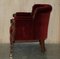 Regency Lions Head Carved Oak Armchair with Oxblood Velour Upholstery, 1810s 16